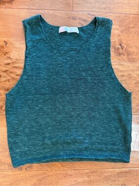 Free People Beach Green Knit Sweater Tank XS Boho Coastal Top